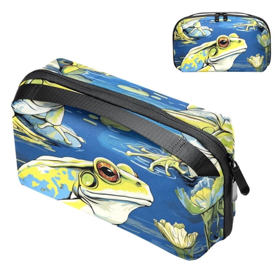 Frog Hard Drive Cases Cable Organizer Small Travel Electronic Organizer Charger Case Organizer Oxford Fabric Waterproof Storage Bag for Protecting Electronic Gadgets - 5.9x9.44x3.14 in