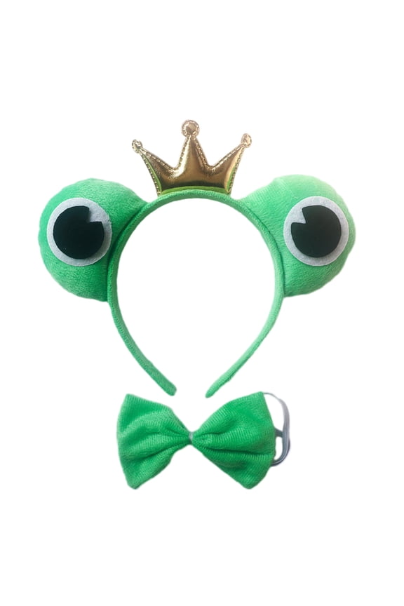 Frog Headband Cartoon Frog Furry Hair Hoop Bowtie for Stage Performences Children Cartoon Headband Photo Props