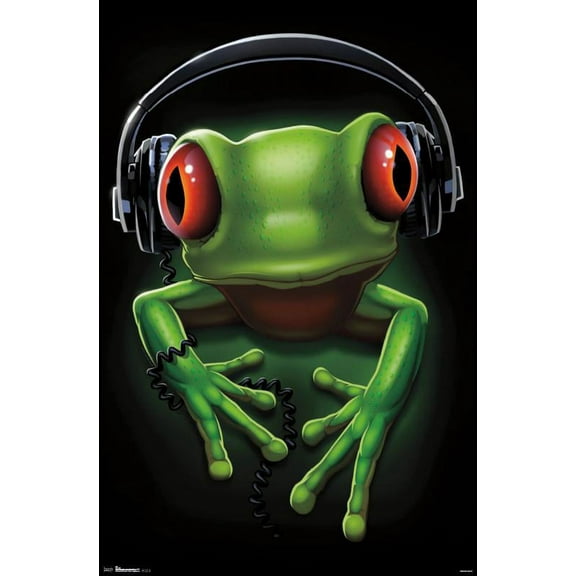 Frog - Headphones Wall Poster, 22.375" x 34"