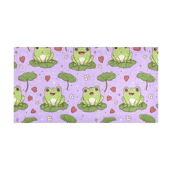 Frog Heart Pattern Bath Mat 39x20 Inch Soft Absorbent Non-Slip Plush Bathroom Rug for Floor