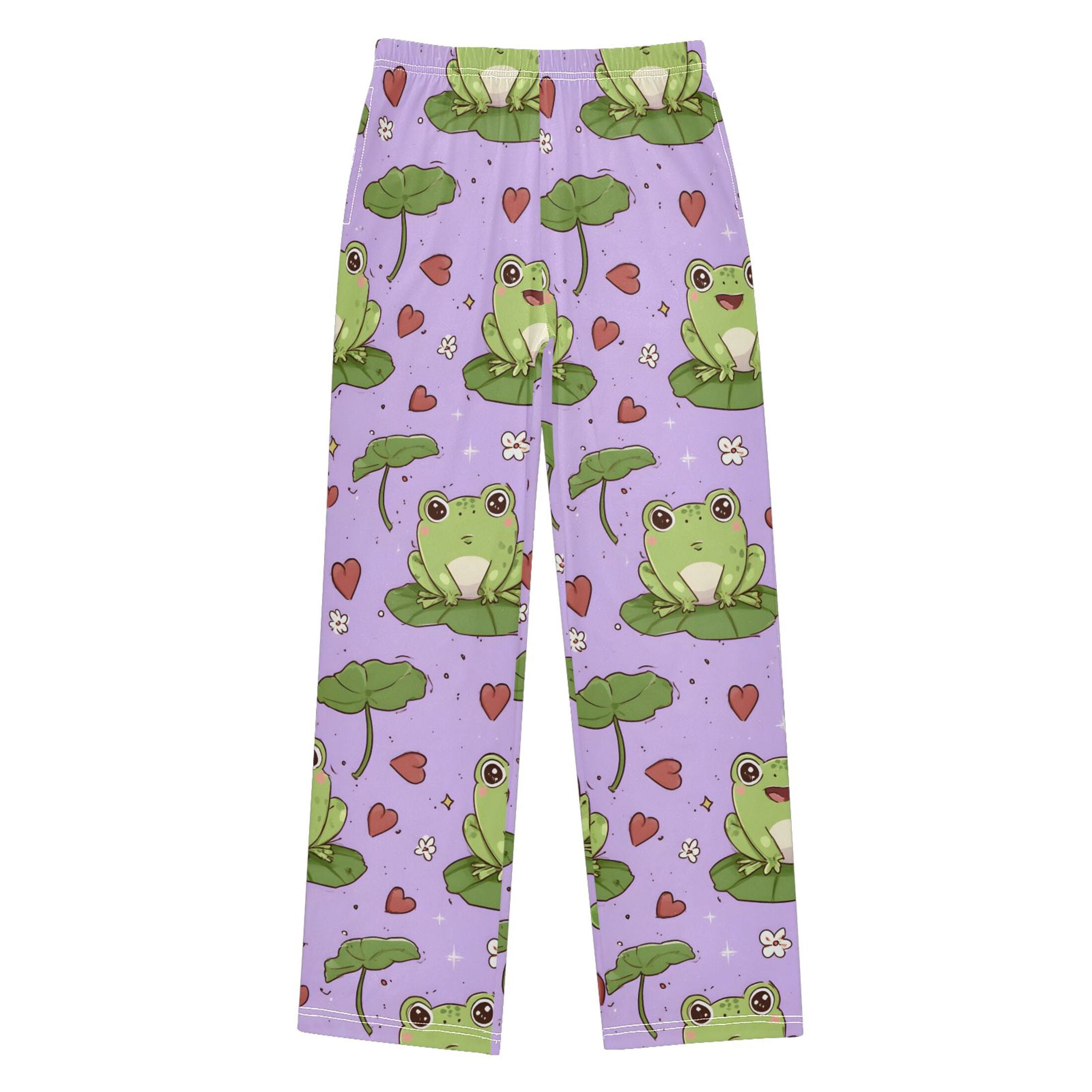 Frog Heart Pattern Pajama Pants Soft Lightweight Lounge Pants Bottoms ...