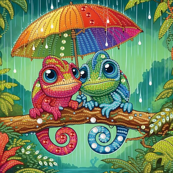 Frog Hiding from the Rain Diamond Art Painting Kit