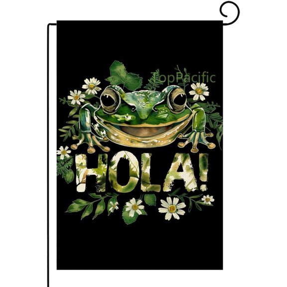 Frog Hola Garden Flag 12x18 Inch Double Sided Yard Flag for Outdoor Summer House Lawn and Home Decor