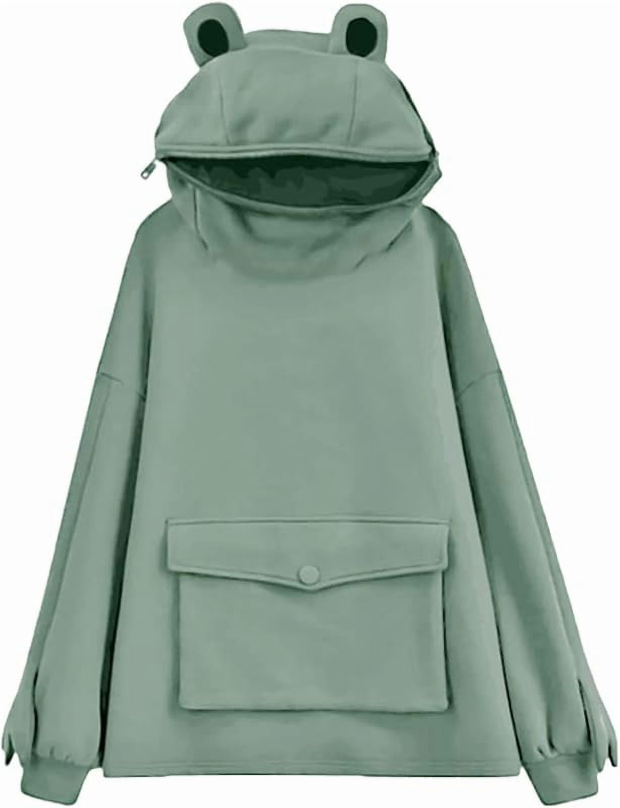 Frog Hoodie Karl Jacobs Zipper Mouth Plus Size Loose Hooded Pocket Frog Sweatshirt Sweater for Women Teens Girls 6 8 10 12 14 16 S