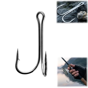 Frog Hooks, PACK of 50 High Carbon Steel Double Hooks for Bass Fishing (6#)
