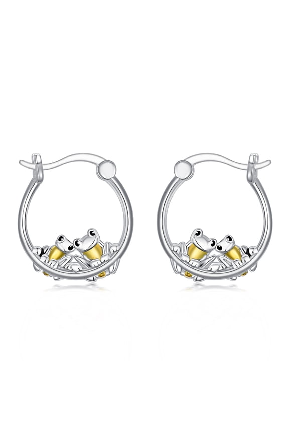 Frog Hoop Earrings for Women 925 Sterling Silver Frog Earring Jewelry for Mom Sister