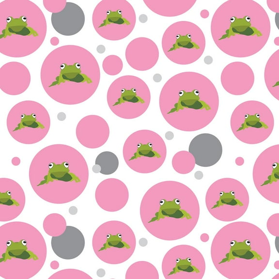 Frog Hop Froggy Ribbit Green on Pink Premium Gift Wrap Wrapping Paper Roll Pattern