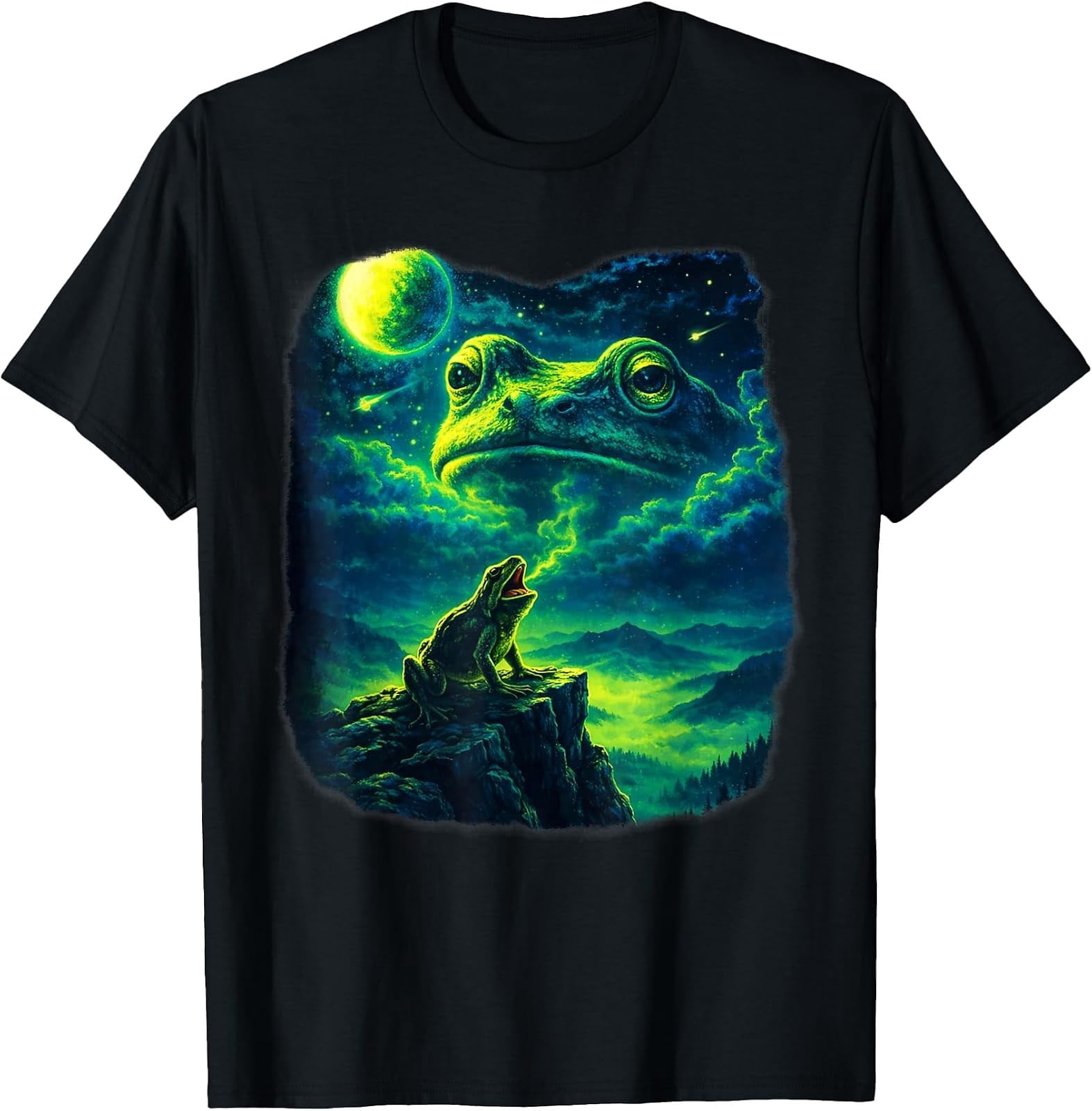 Frog Howling Frog Howling to Moon Frogs Howl at The Moon Parody Meme T-Shirt ...