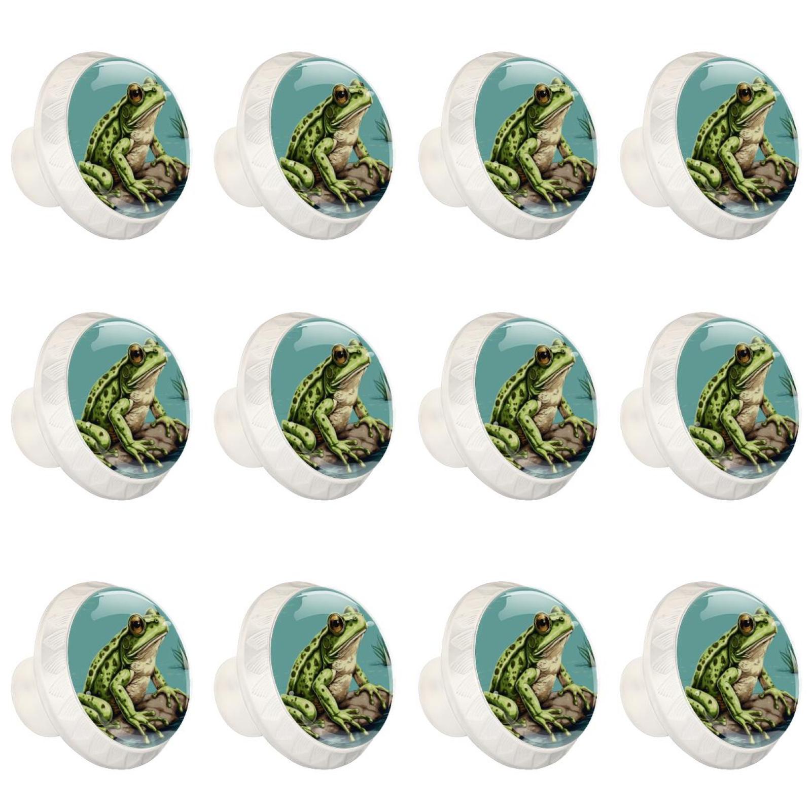 Funny Frog Doing Yoga Cabinet Handles – Round Drawer Pulls, Stainless Steel, 1.1 Inch, Silver, For Kitchen, Bathroom & Furniture
