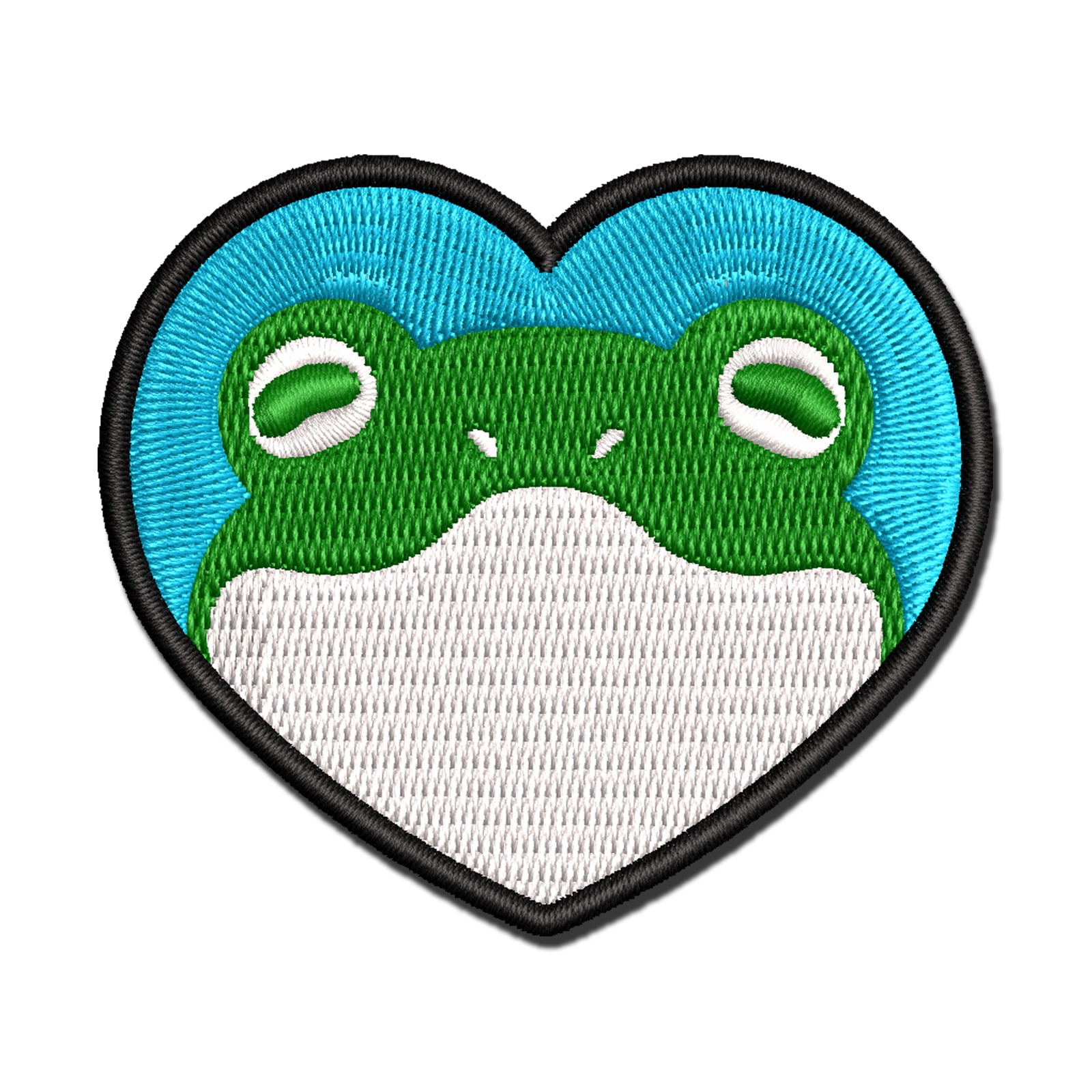 Frog Heart Color Frog Inside of Heart Applique Multi-Color Embroidered Hook & Loop Patch ...