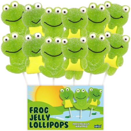 Frog Jelly Lollipops, Birthday Party Candy Favors, 12 Count, 15 Ounce Box