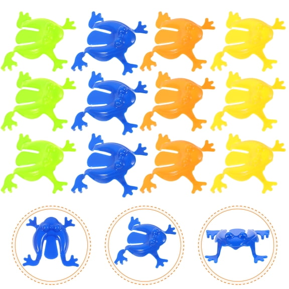 Frog Jumping Toys Bucket, 12pcs Assorted Color Bouncing Finger Pressing Jumping Toys