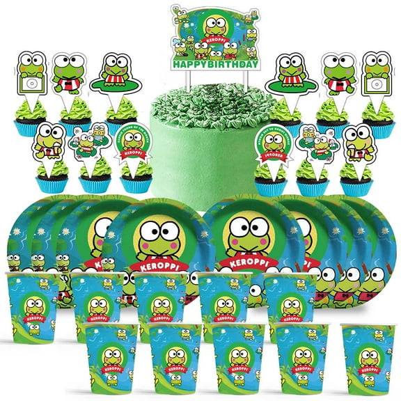 Frog Keroppi Birthday Cups Party Supplies Plates Decorations Cake Topper Decor