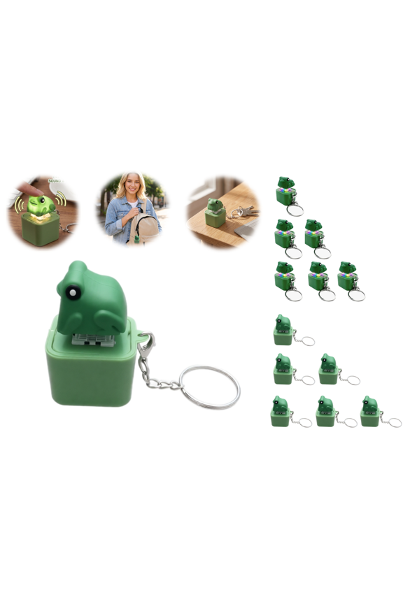 Frog Keychain,Frog Croaking Fidget Toy,Keychain Rechargeable Keyboard Clicker with LED Lights,Stress Relief Sensory Toy for Adults Anxiety Relief