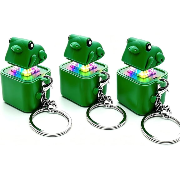 Frog Keychain,Frog Croaking Fidget Toy,Keychain Rechargeable Keyboard Clicker with LED Lights,Stress Relief Sensory Toy for Adults Anxiety Relief