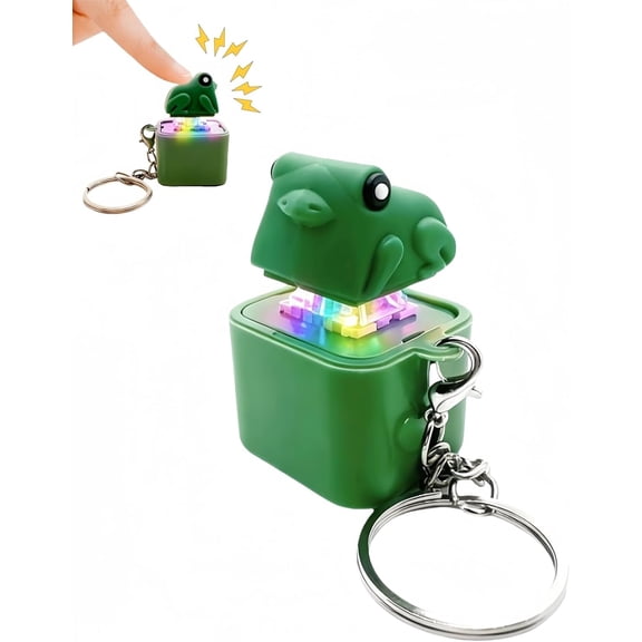Frog Keychain with Sound, Frog Noise Maker, Rechargeable Keyboard Clicker with LED Lights Stress Relief Sensory Toy for Adults Anxiety Relief