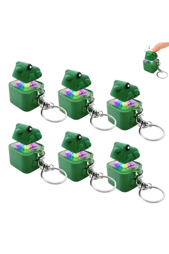 Frog Keychain with Sound, Rechargeable Interactive Stress-Relieving Toys, Press to Decompress Anytime