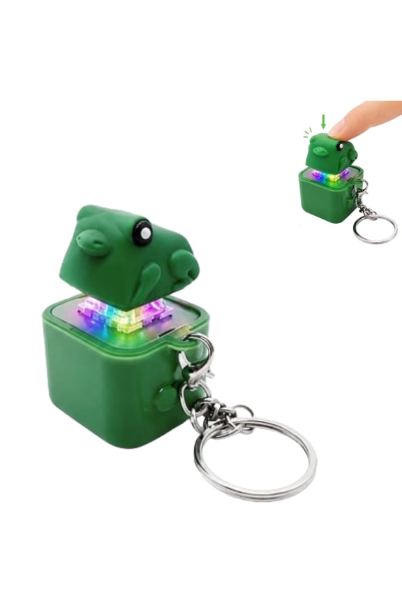 Frog Keychain with Sound, Rechargeable Interactive Stress-Relieving Toys, Press to Decompress Anytime