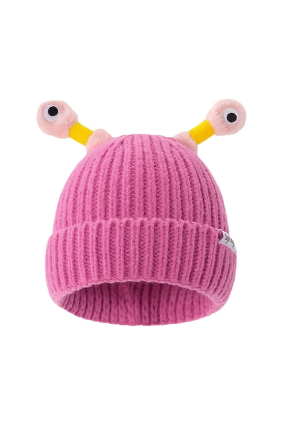 Frog Knit Beanie Hat with Stretchy Eyes, Cute Animal Themed Stretchy Hat for Kids and Adults, Funny Handmade Stretchy Frog Hat for Halloween Photos, Family Matching Stretchy Animal Beanie - Hot Pink