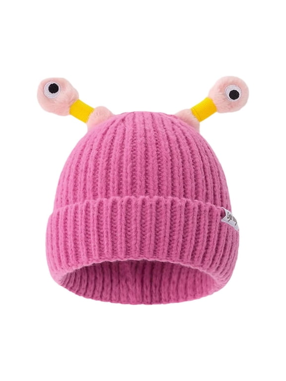 Frog Knit Beanie Hat with Stretchy Eyes, Cute Animal Themed Stretchy Hat for Kids and Adults, Funny Handmade Stretchy Frog Hat for Halloween Photos, Family Matching Stretchy Animal Beanie - Hot Pink