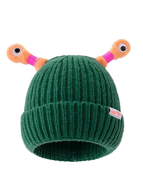 Frog Knit Beanie Hat with Stretchy Eyes, Cute Animal Themed Stretchy Hat for Kids and Adults, Funny Handmade Stretchy Frog Hat for Halloween Photos, Family Matching Stretchy Animal Beanie - AG