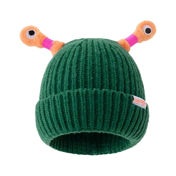 Frog Knitted Hat with Light-Up Eyes Retractable Antennas Soft Warm Beanie for Street Wear Outdoor Activities Party Events Novelty Winter Hat Flashing LED Fashion Accessory