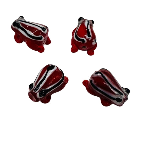 Frog Lampwork Glass Jumping Frog Beads | 17x12x9mm | Scarlet Red | 4 Beads |