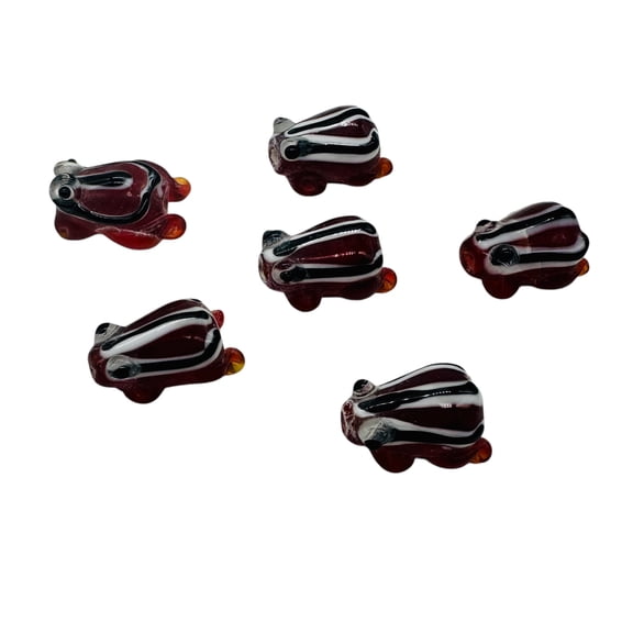 Frog Lampwork Glass Jumping Froggie Beads | 17x12x9mm | Vermilion Red | 6 Beads|
