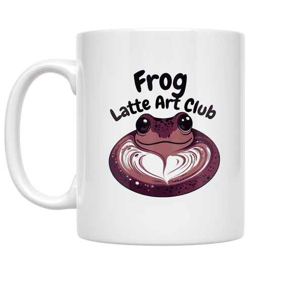 Frog Latte Art Club Design - Coffee Enthusiast - 11 oz Ceramic Coffee Mug
