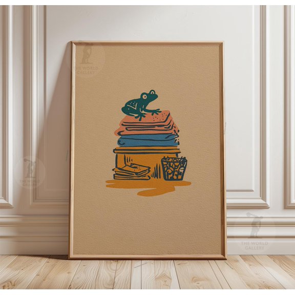 Frog Laundry Poster, Minimal Home, Japanese Style Art, Poster Only