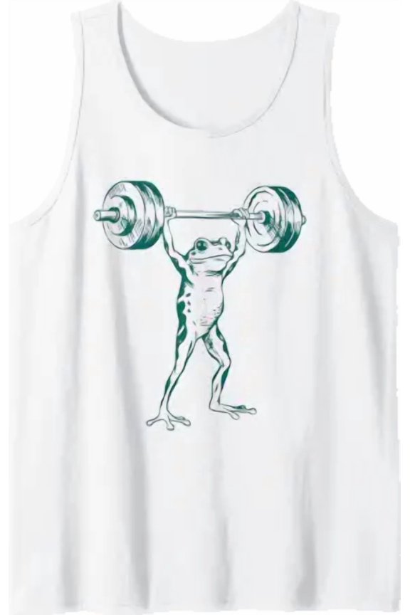 Frog Lifting Weights Gym Playful Workout Powerlifting Vintage Tank Top Size S-3XL