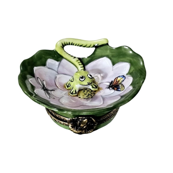 Frog in Lily Pad Limoges Box Gift | Limoges Boutique Limoges Box Porcelain Figurine