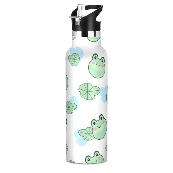 Frog Lotus Leaf Sport Water Bottle for Kids Insulated with Straw for School Outdoor Daily Use