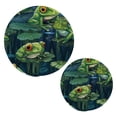 thumbnail image 1 of Frog Lotus Leaves Trivet Mats Pot Holders Cotton Woven Non-Slip Heat Resistant for Hot Pots Pans Pats for Cooking Baking Set of 2, 1 of 7