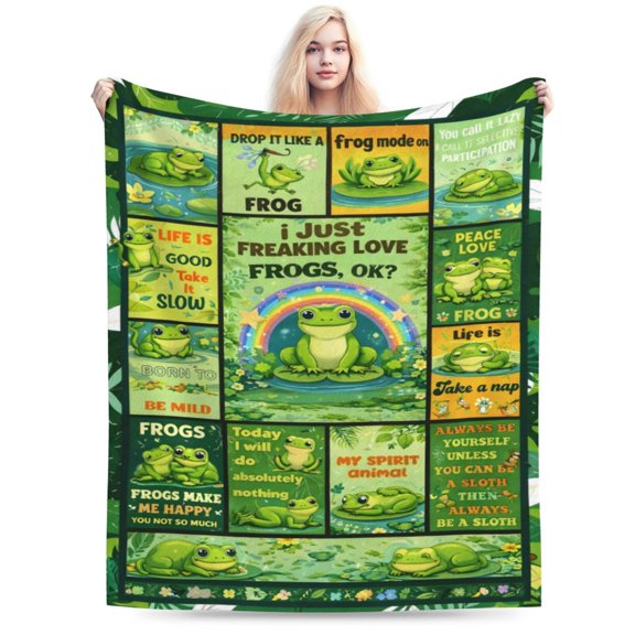 Frog Lover Blanket Gift Throw Blanket Cute Frog Pattern Blanket Cozy Soft Home Decor Gift for Frog Lovers and Animal Fans 50x40