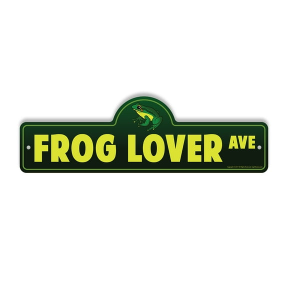 Frog Lover Plastic Street Sign - 7 Inch X 20 Inch Gift Animal Amphibian Cute Nature Pond Wildlife Pet Green Decor Fun Kids