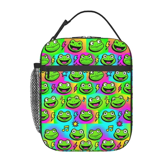 Frog Lunch Bag Funny Insulated Lunch Box For Women Men Large Reusable Cooler Tote Quirky Green Toad Thermal Meal Prep Bag For Work Office Picnic Travel Beach