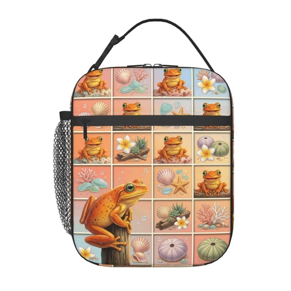 Frog Lunch Bag Funny Insulated Lunch Box For Women Men Large Reusable Cooler Tote Quirky Green Toad Thermal Meal Prep Bag For Work Office Picnic Travel Beach