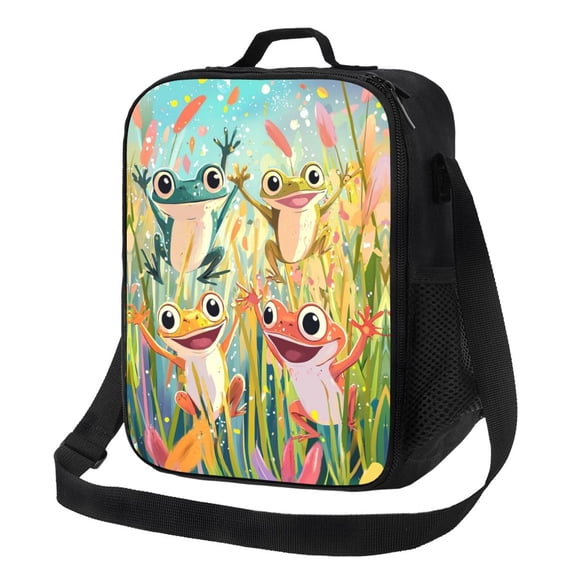 Frog Lunch Bag Reusable Lunch Box Insulated Tote Bag with Adjustable Shoulder Strap