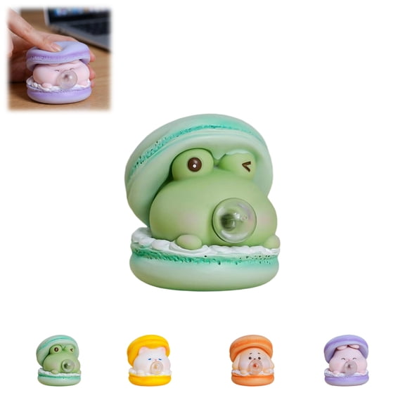 Frog Macaron Slow Rising Squishy Toys, Macaron Squishies Fidget Toys for Adults, Super Soft Sensory Stress Ball Squeeze Toys for Stress Relief (Frog Macaron)