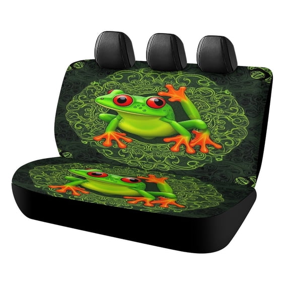Frog Mandala Art Print Car Rear Seat Covers Back Elastic Flexible Car Seat Covers Decorative Fits Most Cars, SUVs, Trucks And Vans