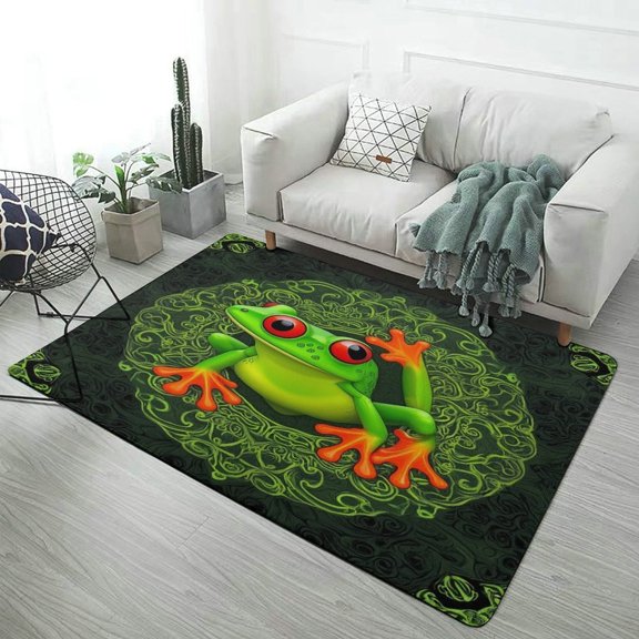 Frog Mandala Art Print Carpet Soft Comfy Rug for Home Living Room Bedroom Doormat Decor Area Rug Non-slip Mat 59"x71"