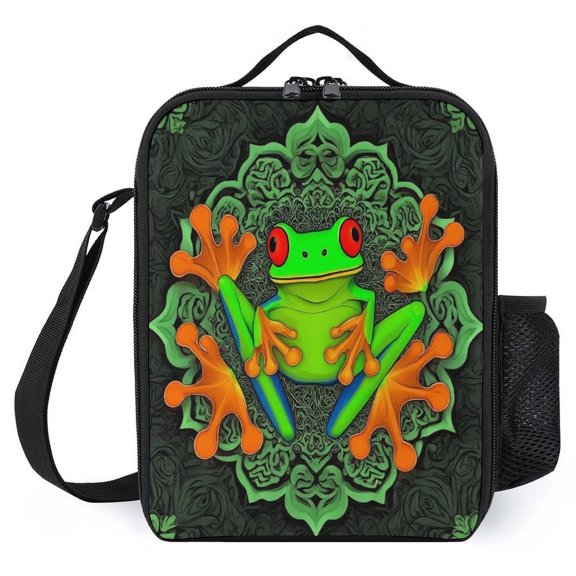 Frog Mandala Art Print Insulated Lunch Bags Thermal Bag Lunch Container Leakproof