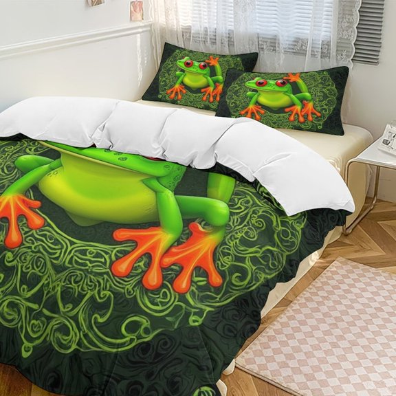 Frog Mandala Art Print Set Duvet Cover Bedding Set Duvet Cover Polyester Quilt Cover for Full Size