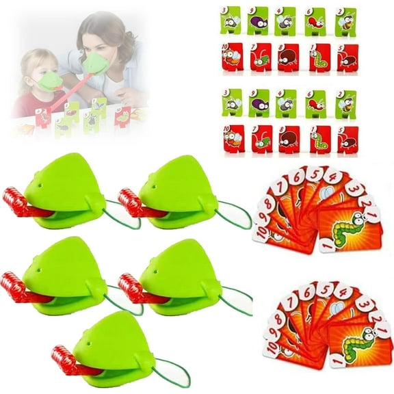 Frog Mask with Blow Tongue, Frog Tongue Game, Insect Cardboard Included, Multiplayer Party Game