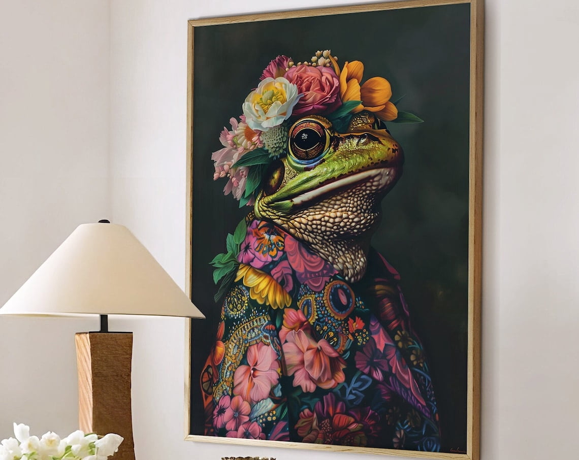 Frog Maximalist Wall Art Print, Funky Nature Decor - Walmart.com