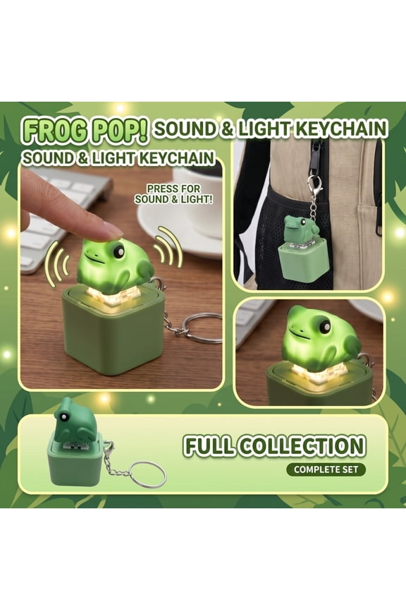 Frog Mechanical Switch Fidget Keychain with Light, Novelty Animal Stress Relief Props, Battery Powered Interactive Clicky Button Clicker