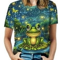 thumbnail image 1 of Frog Moonlight Night Women's T-Shirt Short Sleeve T Shirts Tops Tee Ladies Loose T, 1 of 7