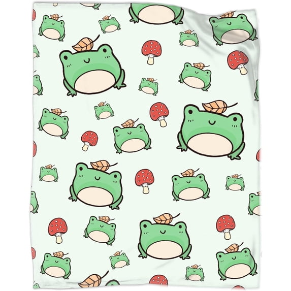 Frog Mushroom Blanket Gifts for Frog Mushroom Lover 40 x 50 Inch for Kid,Frog Mushroom Fannel Fleece Throw Blanket Super Soft Throws Blanket for Bed Couch Sofa