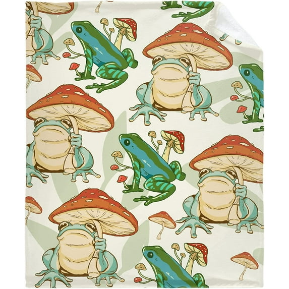 Frog Mushroom Blanket Super Soft Flannel Blankets for Bed Sofa Living Room Bed Throw for Boy Girls Kids Children Multicolor 40\u201dx50\u201d for Kid